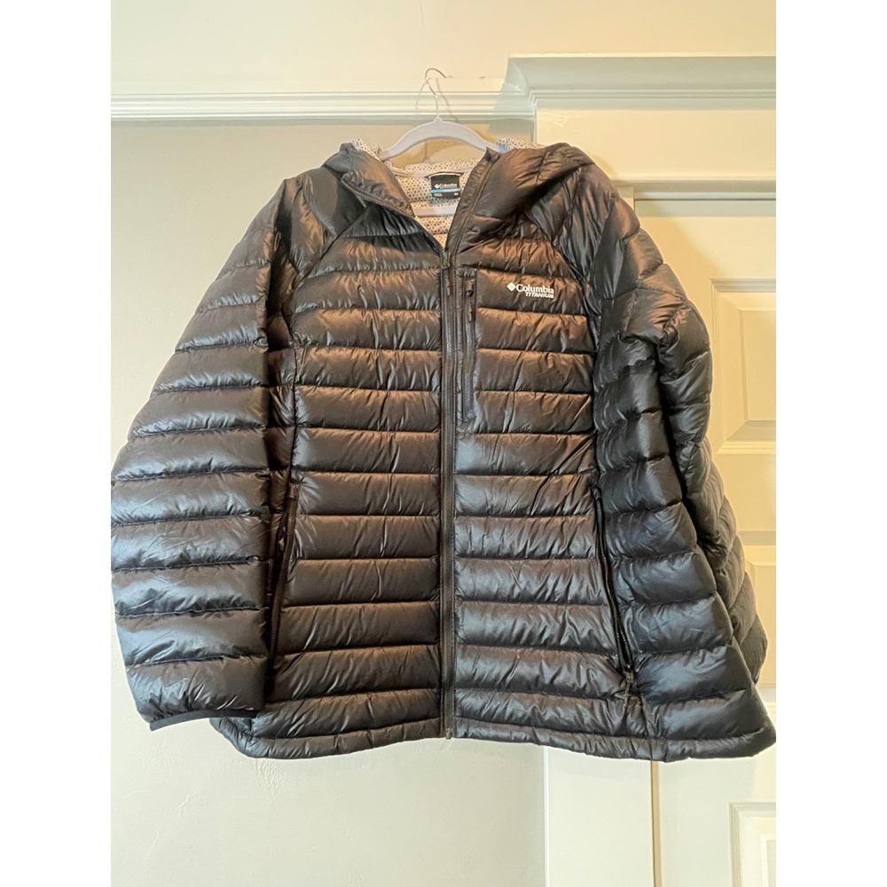 Columbia Titanium Omni-Heat Down Puffer Jacket Black‎ Hooded Full Zip Womens 3X